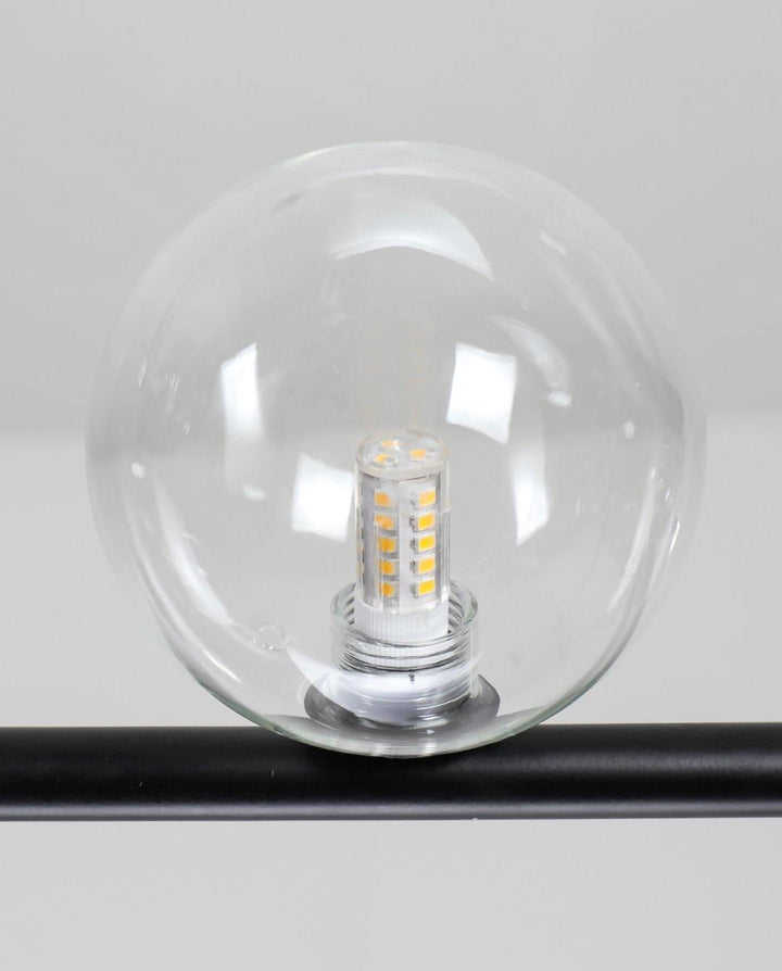 Lustra Chandelier en Verre avec Structure en Acier Noir Linéaire - Neutralighting