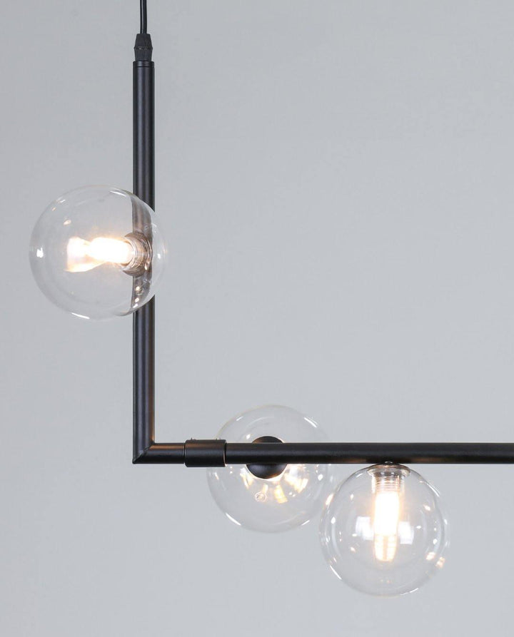 Lustra Chandelier en Verre avec Structure en Acier Noir Linéaire - Neutralighting