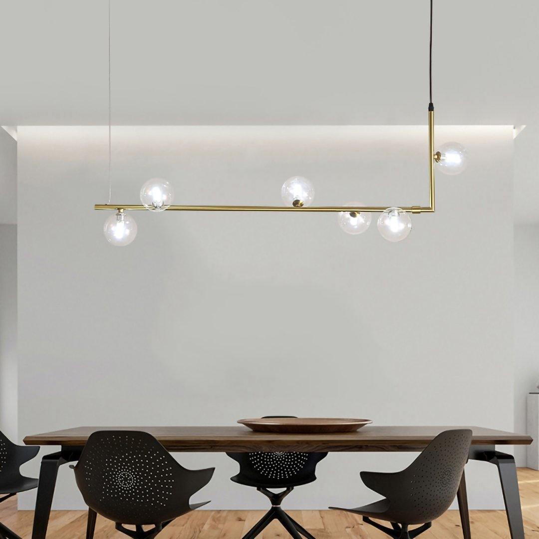 Lustra Chandelier en Verre avec Structure en Acier Noir Linéaire - Neutralighting