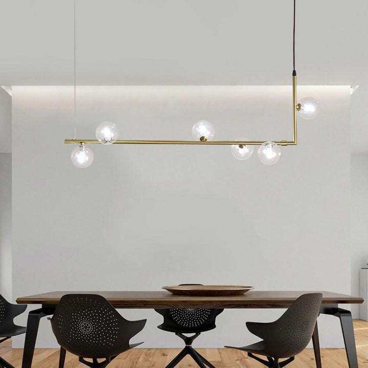 Lustra Chandelier en Verre avec Structure en Acier Noir Linéaire - Neutralighting