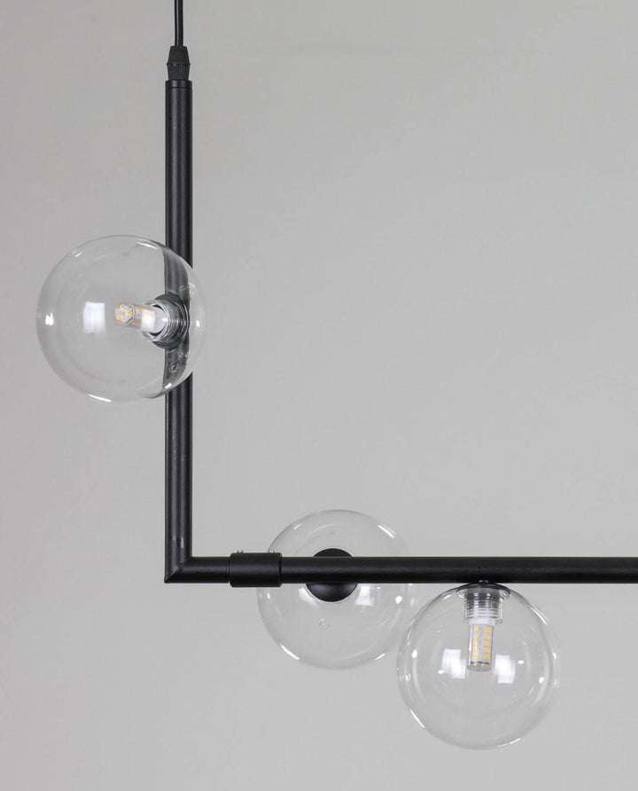 Lustra Chandelier en Verre avec Structure en Acier Noir Linéaire - Neutralighting