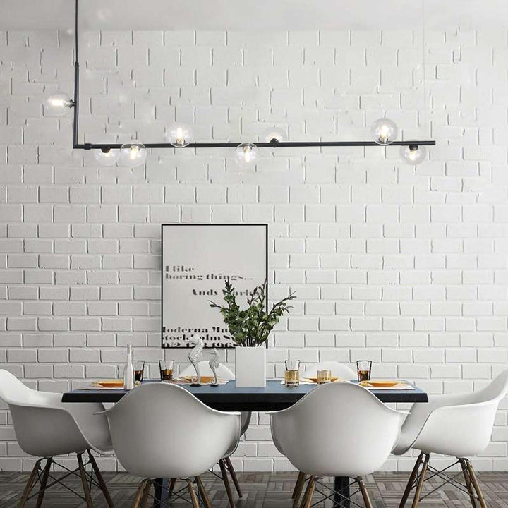 Lustra Chandelier en Verre avec Structure en Acier Noir Linéaire - Neutralighting