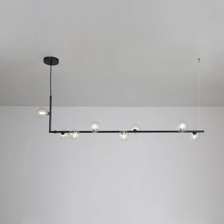 Lustra Chandelier en Verre avec Structure en Acier Noir Linéaire - Neutralighting