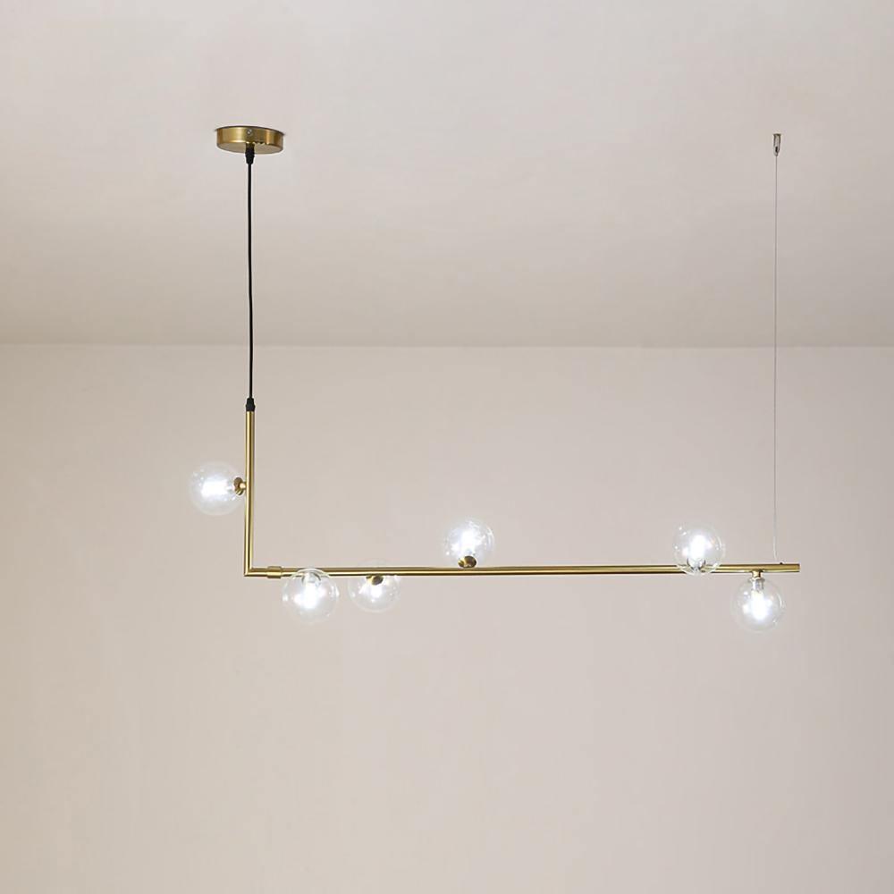 Lustra Chandelier en Verre avec Structure en Acier Noir Linéaire - Neutralighting