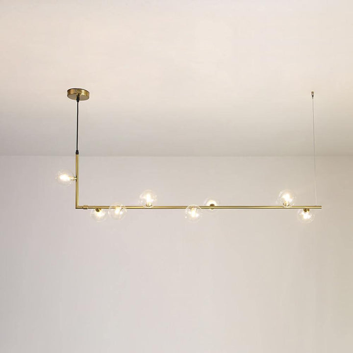 Lustra Chandelier en Verre avec Structure en Acier Noir Linéaire - Neutralighting