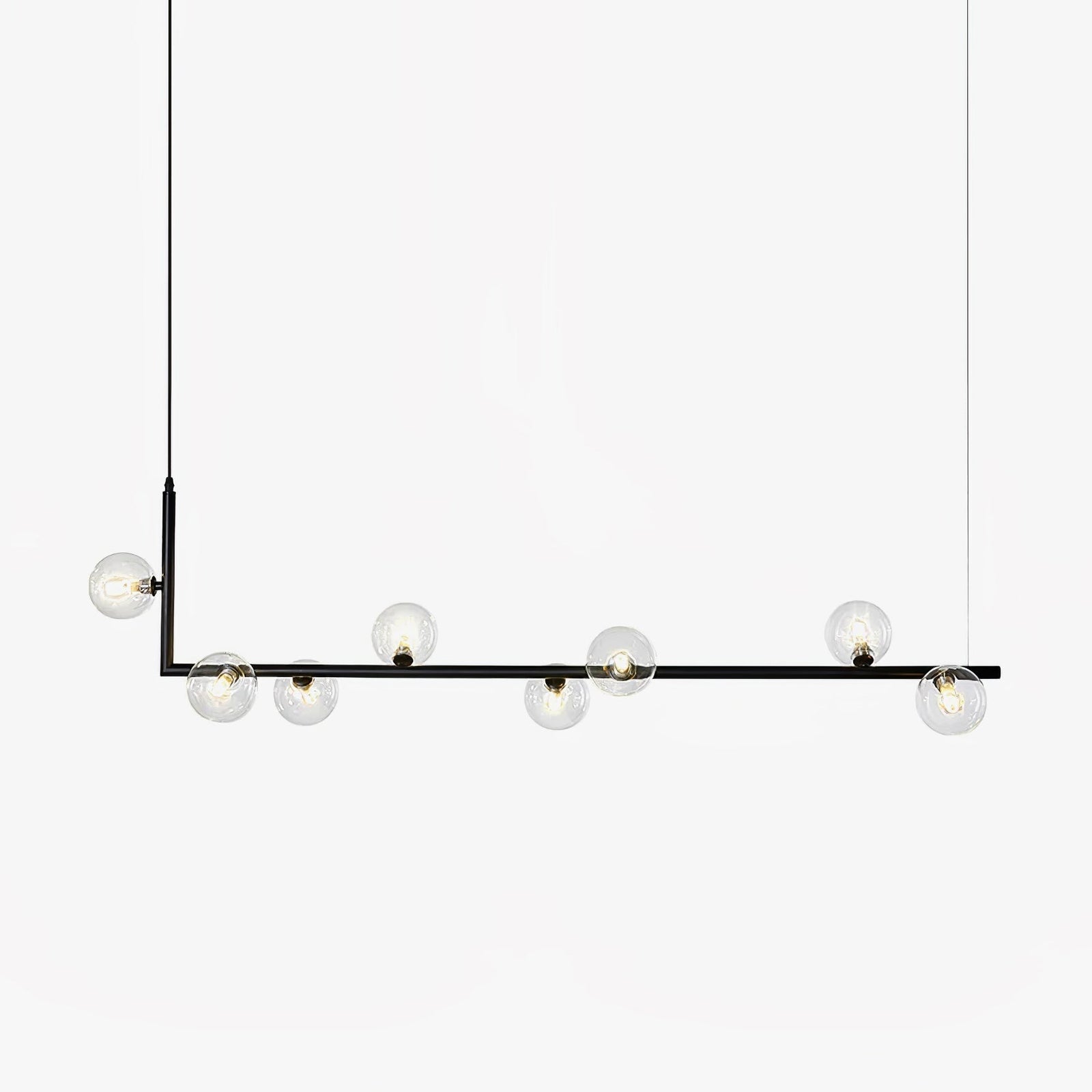 Lustra Chandelier en Verre avec Structure en Acier Noir Linéaire - Neutralighting