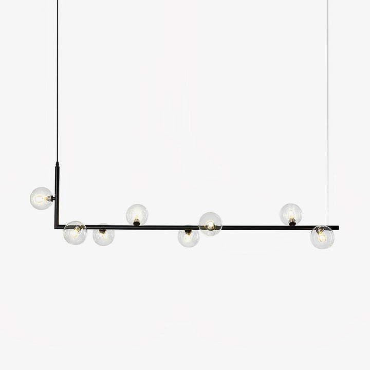 Lustra Chandelier en Verre avec Structure en Acier Noir Linéaire - Neutralighting