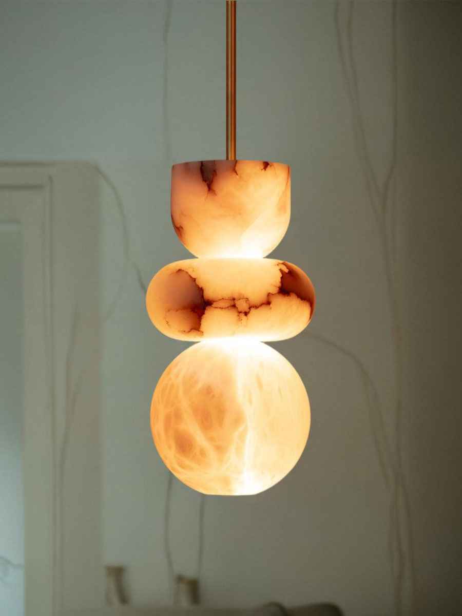 Rauduvyn Suspension Totem Moderne en Albâtre - Neutralighting