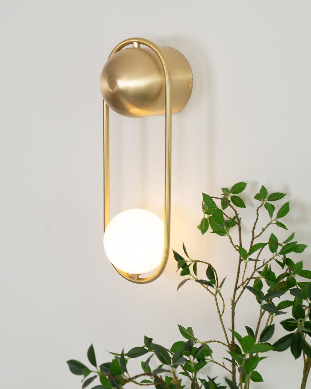 Virelli Applique Murale Cadre en Laiton en Forme de Boucle et Globe en Verre pour Art - Neutralighting