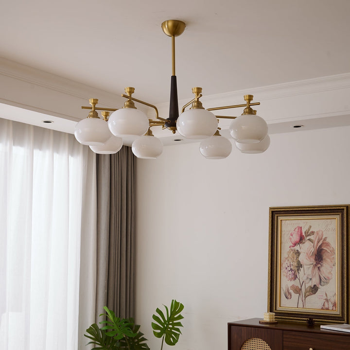 Velirara Chandelier Traditionnel Unique Sphère Bois Verre - Neutralighting