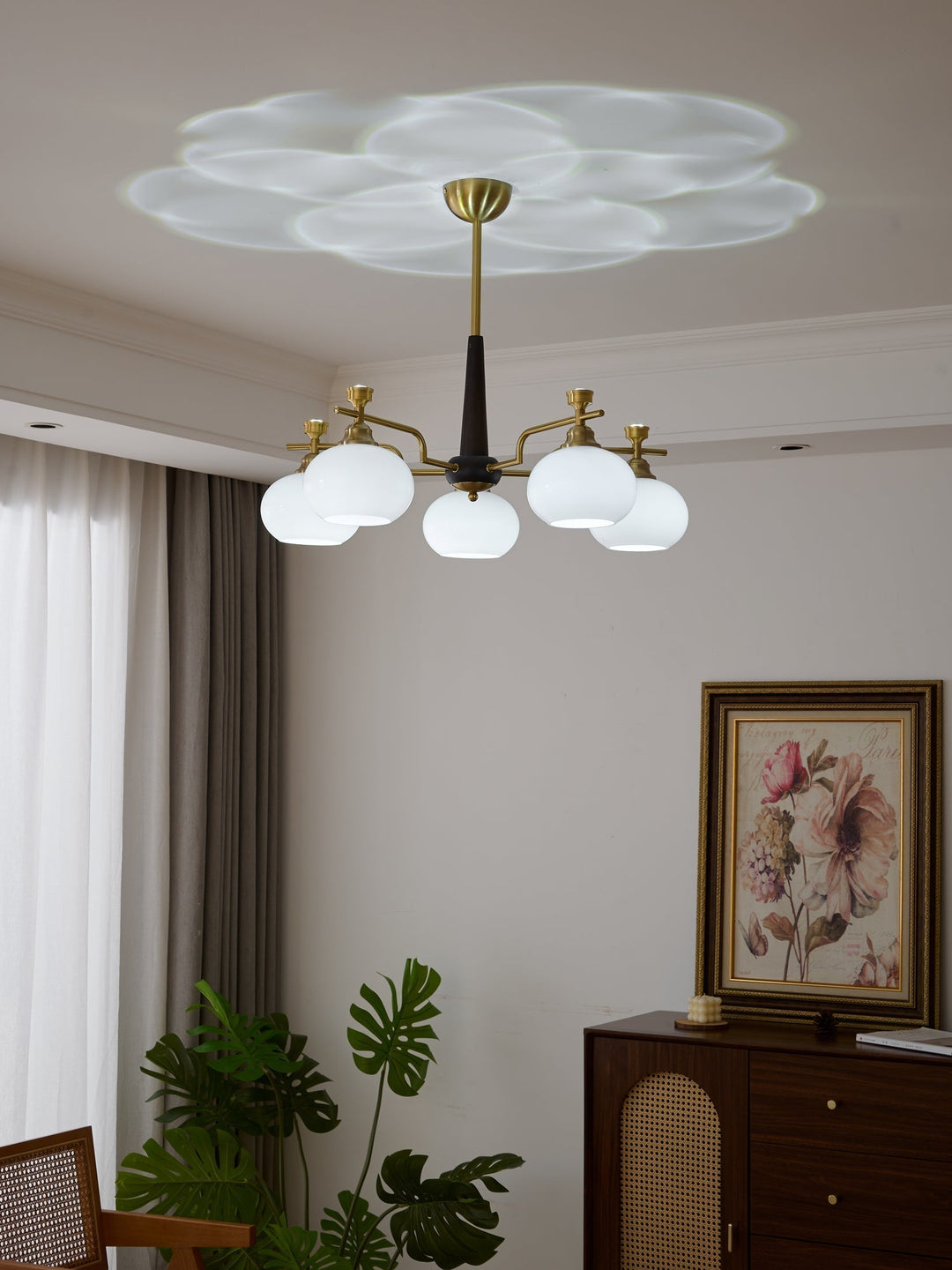 Velirara Chandelier Traditionnel Unique Sphère Bois Verre - Neutralighting