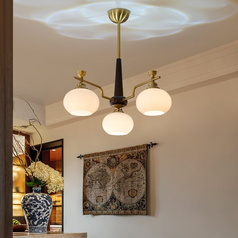 Velirara Chandelier Traditionnel Unique Sphère Bois Verre - Neutralighting