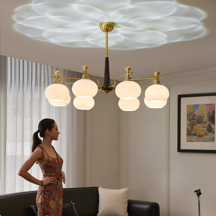 Velirara Chandelier Traditionnel Unique Sphère Bois Verre - Neutralighting