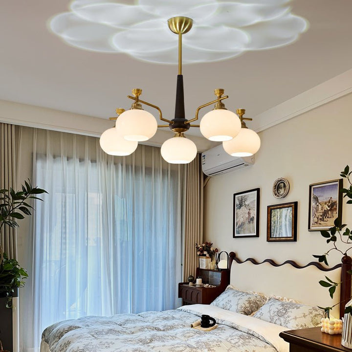 Velirara Chandelier Traditionnel Unique Sphère Bois Verre - Neutralighting