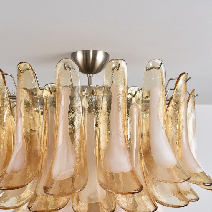 Aurora Plafonnier Ambre Pétale Verre Superposé Vintage - Neutralighting
