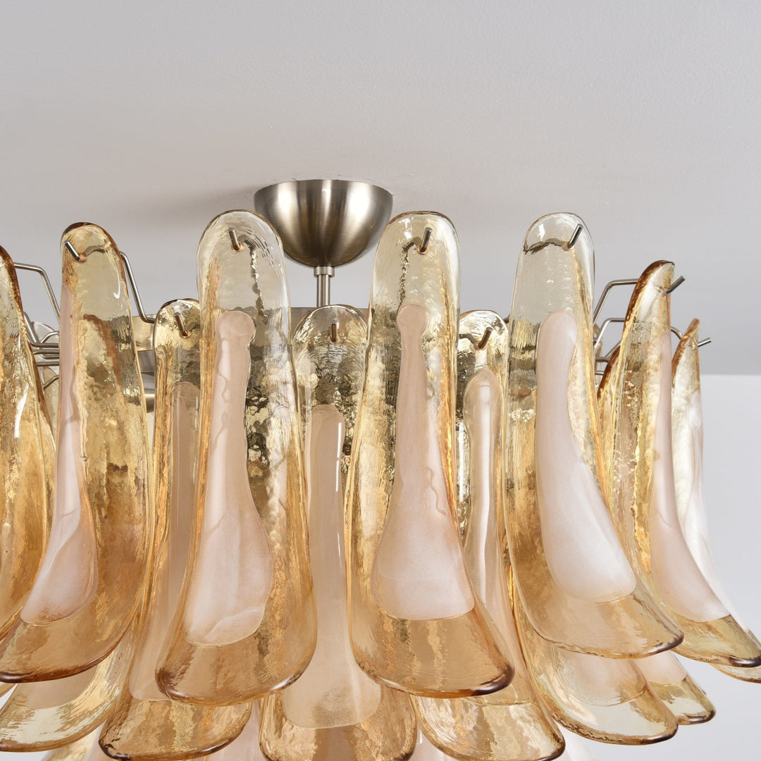 Aurora Plafonnier Ambre Pétale Verre Superposé Vintage - Neutralighting