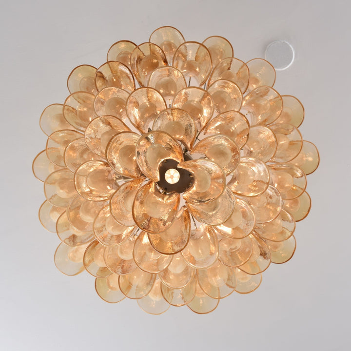 Aurora Plafonnier Ambre Pétale Verre Superposé Vintage - Neutralighting