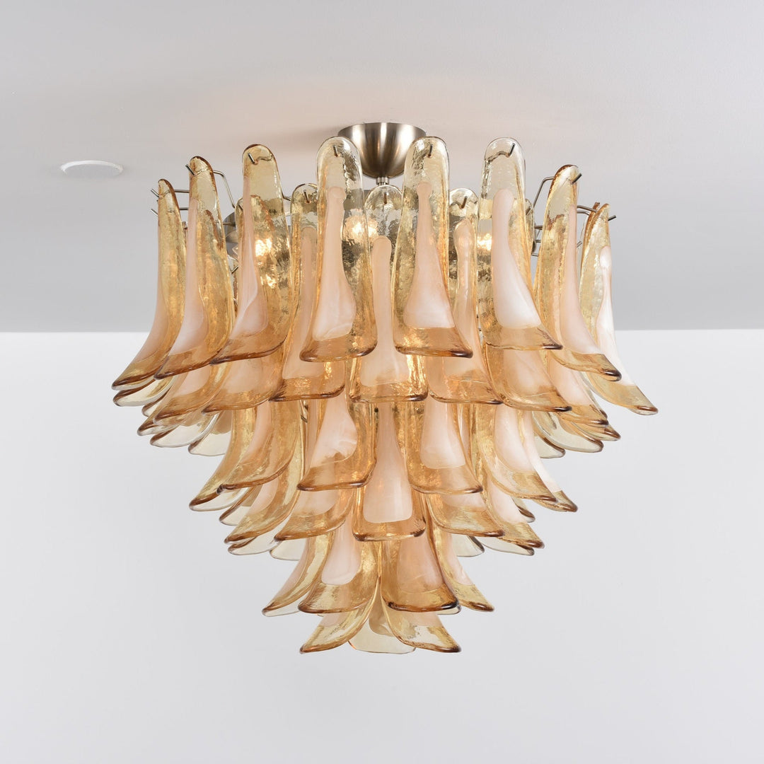Aurora Plafonnier Ambre Pétale Verre Superposé Vintage - Neutralighting