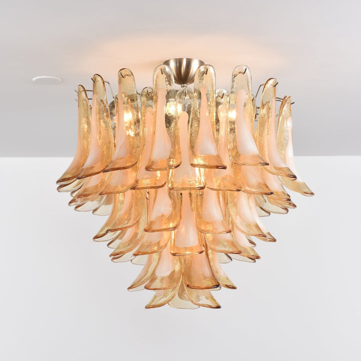 Aurora Plafonnier Ambre Pétale Verre Superposé Vintage - Neutralighting