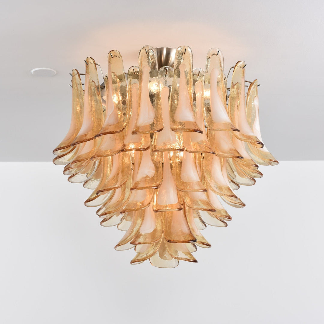 Aurora Plafonnier Ambre Pétale Verre Superposé Vintage - Neutralighting