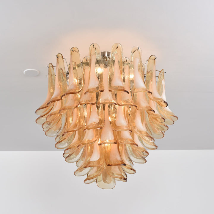 Aurora Plafonnier Ambre Pétale Verre Superposé Vintage - Neutralighting