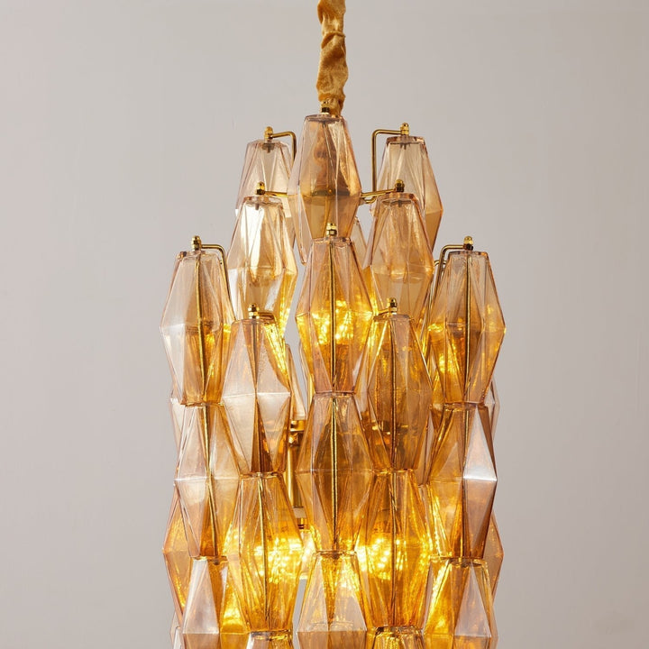 Aurora Lustre Ambre Prisme Long Cascadant Verre - Neutralighting
