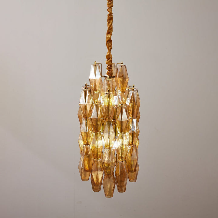 Aurora Lustre Ambre Prisme Long Cascadant Verre - Neutralighting