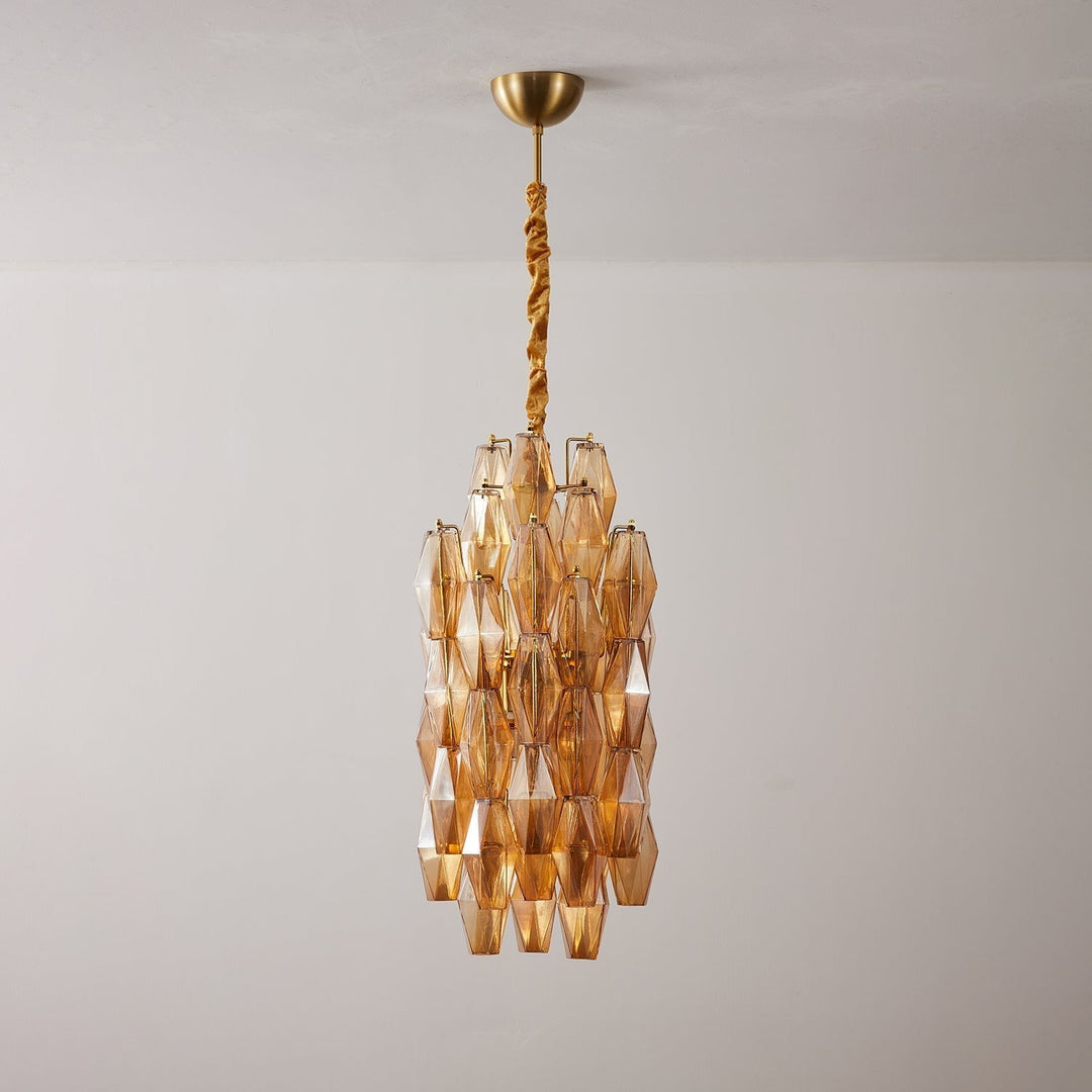 Aurora Lustre Ambre Prisme Long Cascadant Verre - Neutralighting
