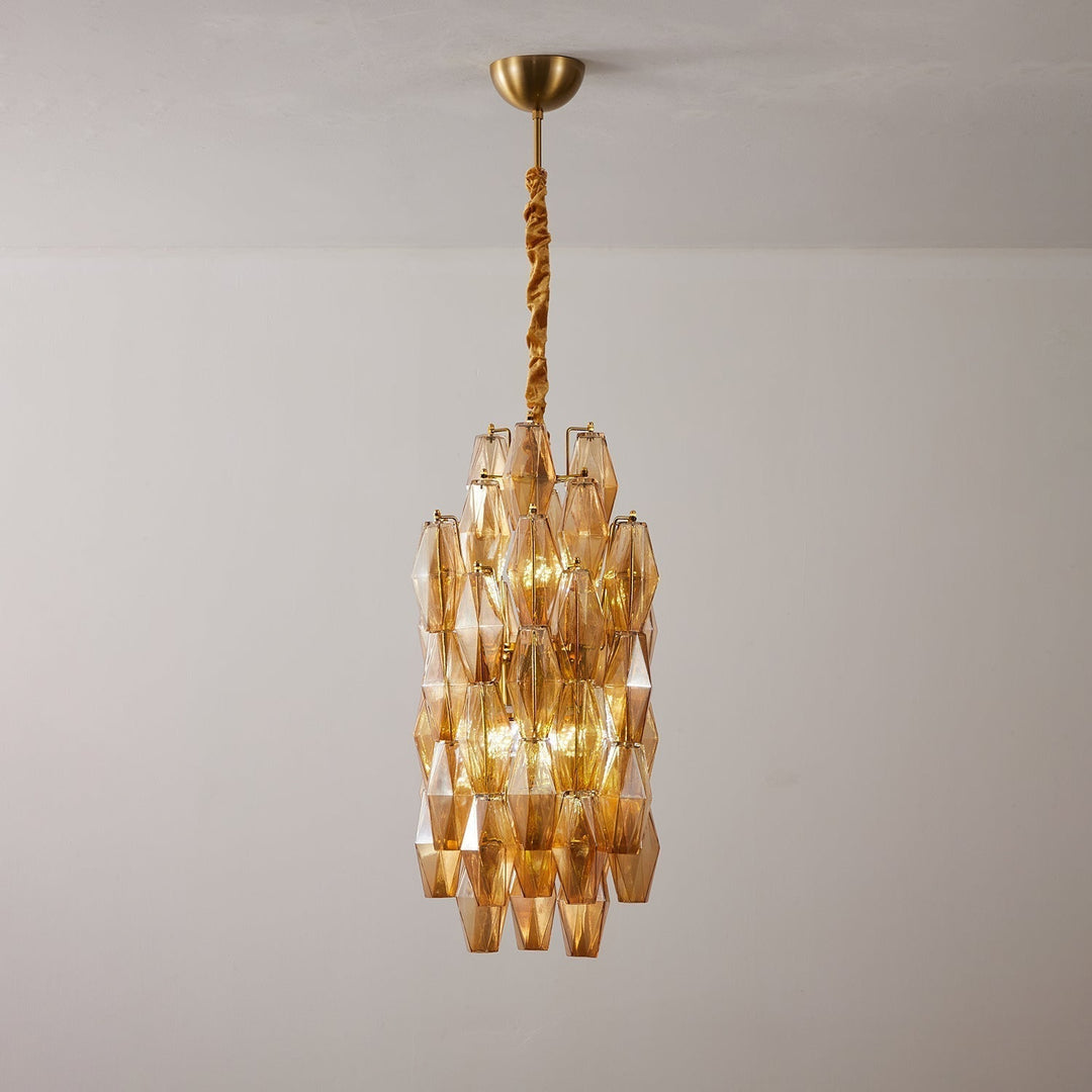 Aurora Lustre Ambre Prisme Long Cascadant Verre - Neutralighting