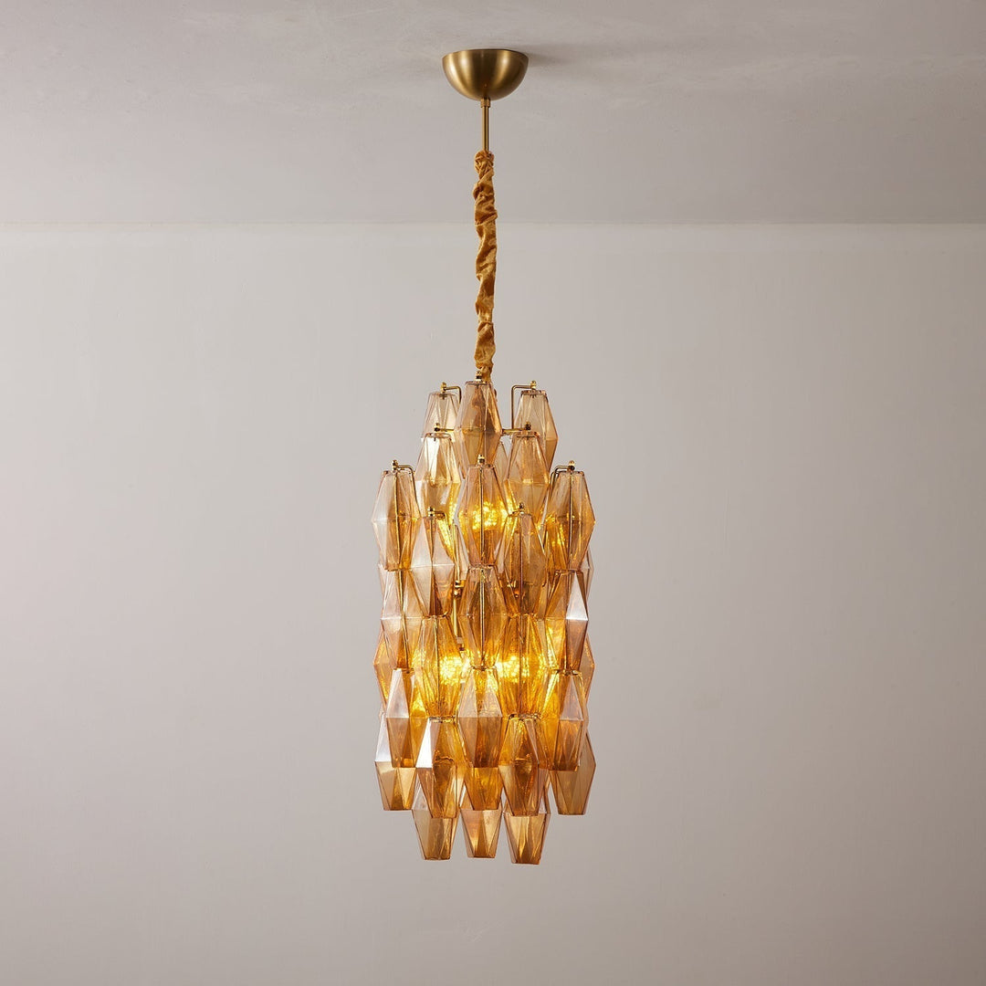 Aurora Lustre Ambre Prisme Long Cascadant Verre - Neutralighting