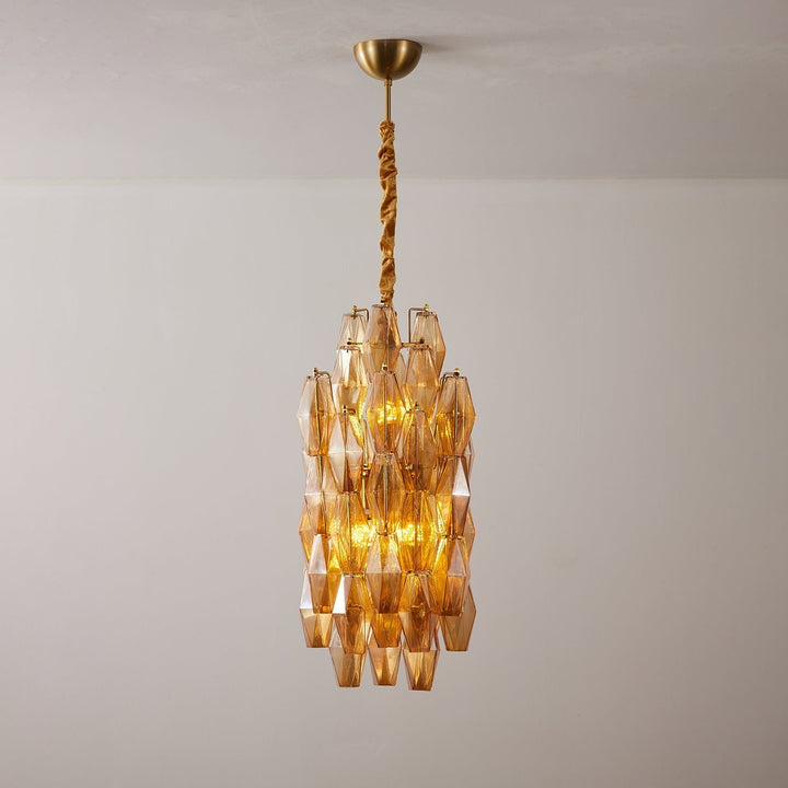 Aurora Lustre Ambre Prisme Long Cascadant Verre - Neutralighting