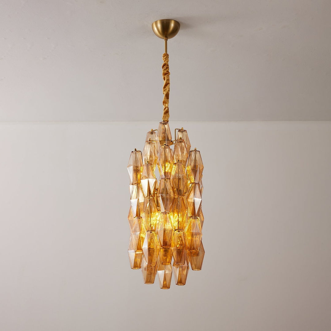 Aurora Lustre Ambre Prisme Long Cascadant Verre - Neutralighting