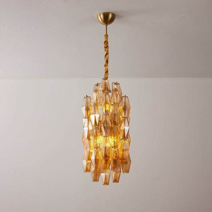Aurora Lustre Ambre Prisme Long Cascadant Verre - Neutralighting