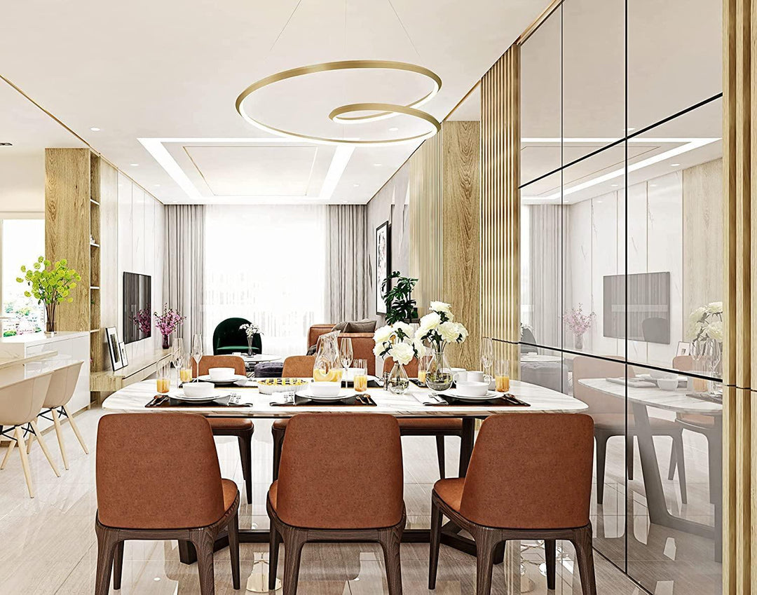 Lustra Chandelier en Aluminium Doré et Verre Opale - Neutralighting