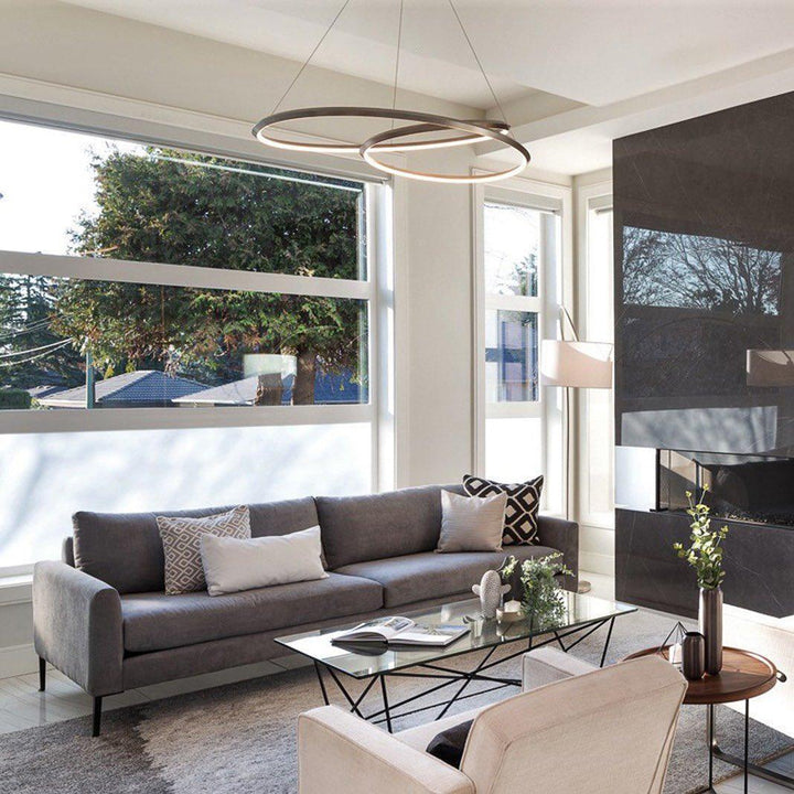 Lustra Chandelier en Aluminium Doré et Verre Opale - Neutralighting