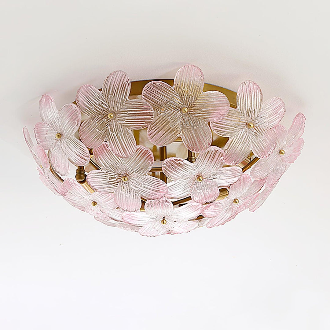 Anan Lustre Plafonnier Floral Verre Pêche - Neutralighting