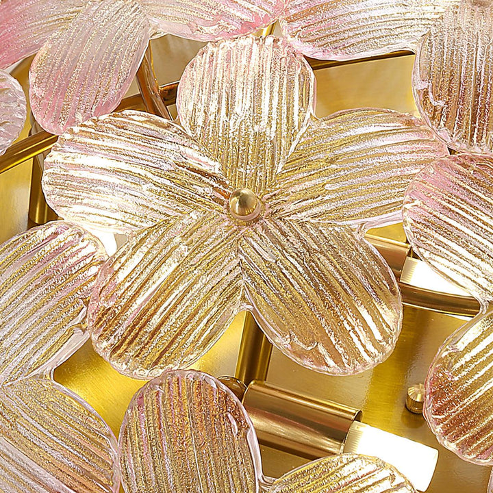 Anan Lustre Plafonnier Floral Verre Pêche - Neutralighting