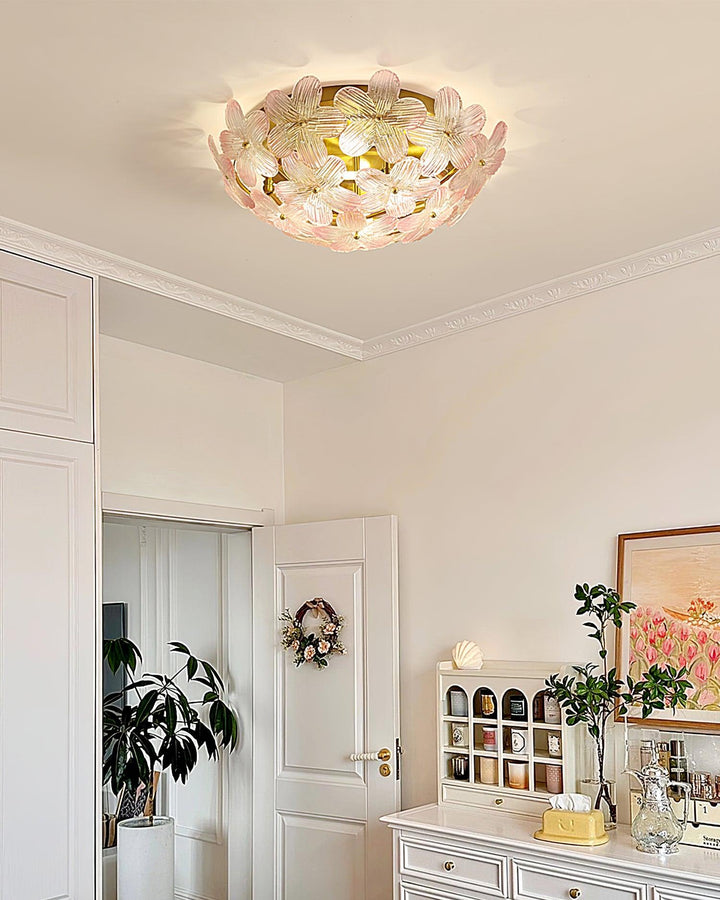 Anan Lustre Plafonnier Floral Verre Pêche - Neutralighting