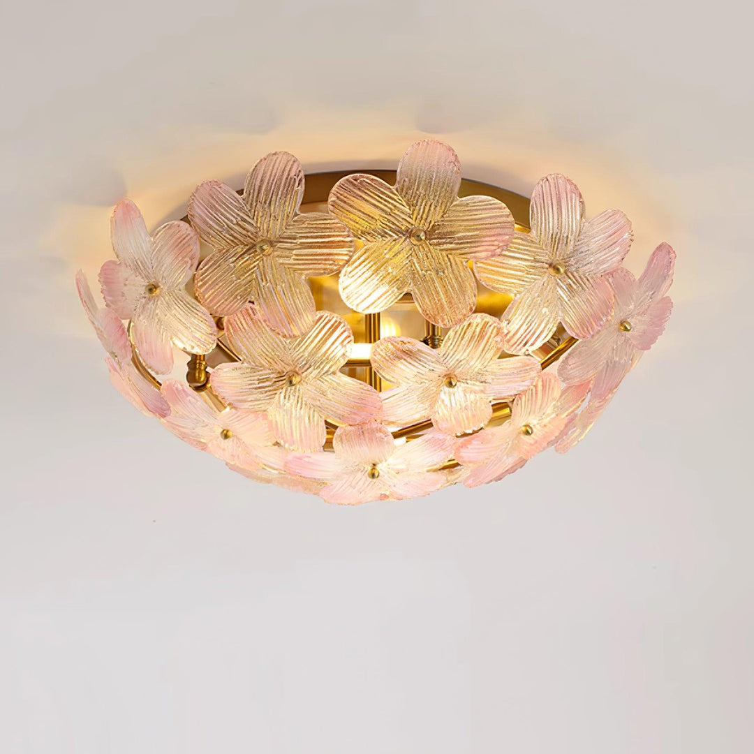 Anan Lustre Plafonnier Floral Verre Pêche - Neutralighting