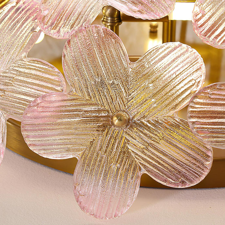 Anan Lustre Plafonnier Floral Verre Pêche - Neutralighting