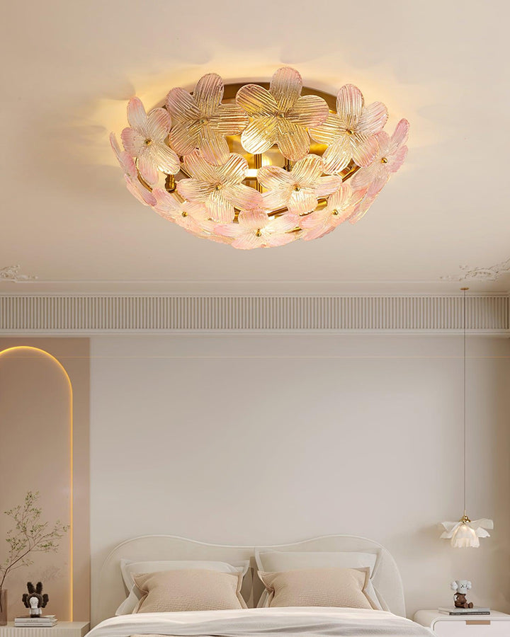 Anan Lustre Plafonnier Floral Verre Pêche - Neutralighting