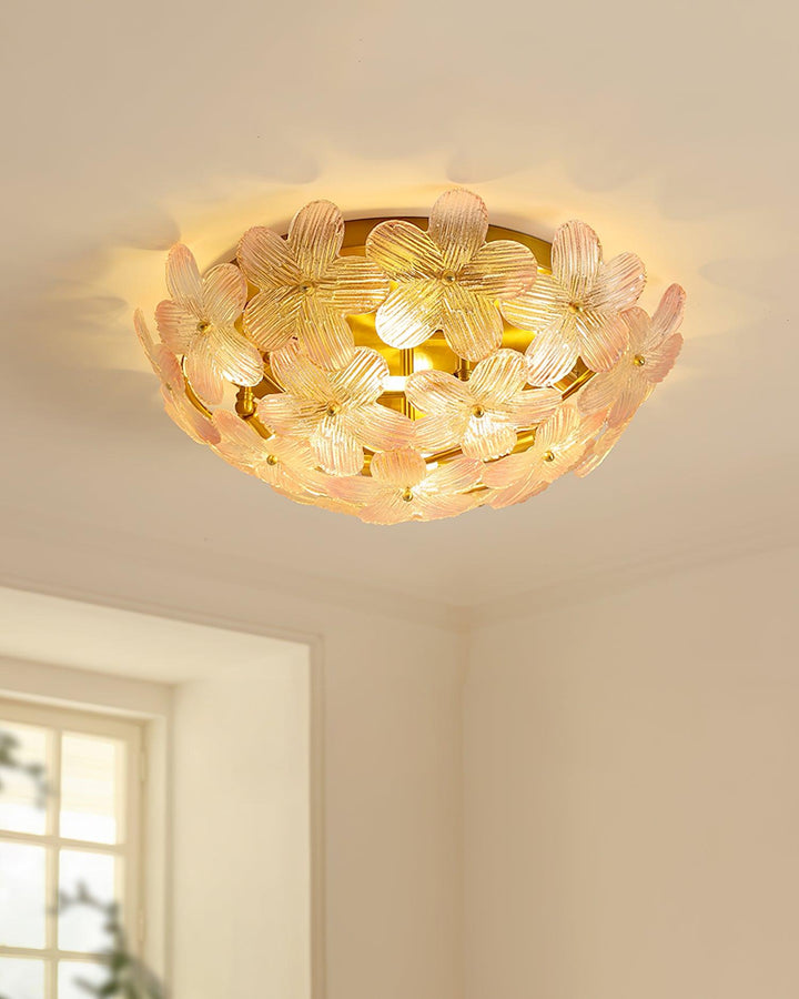 Anan Lustre Plafonnier Floral Verre Pêche - Neutralighting