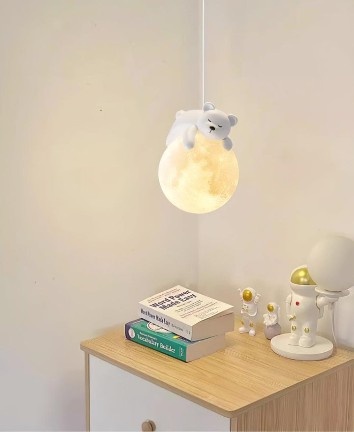 Lustra Suspension Lampe Ours Lune pour Chambre d&