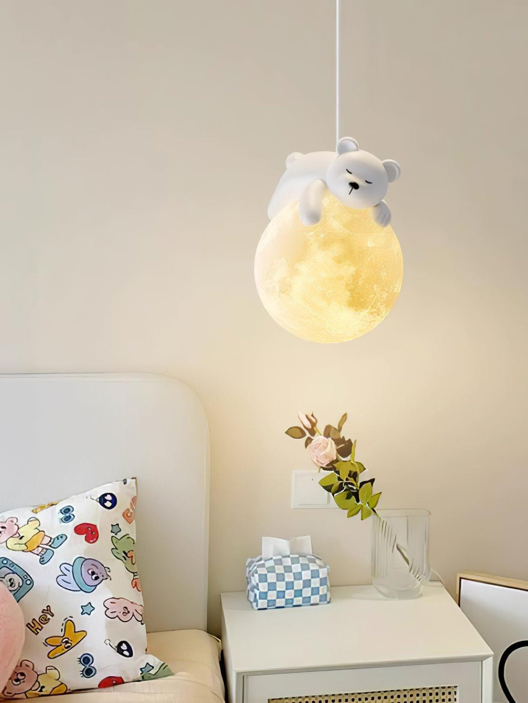 Lustra Suspension Lampe Ours Lune pour Chambre d&