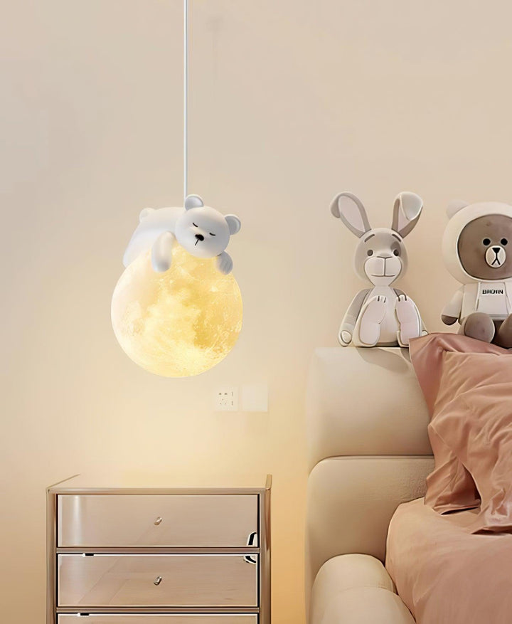 Lustra Suspension Lampe Ours Lune pour Chambre d&
