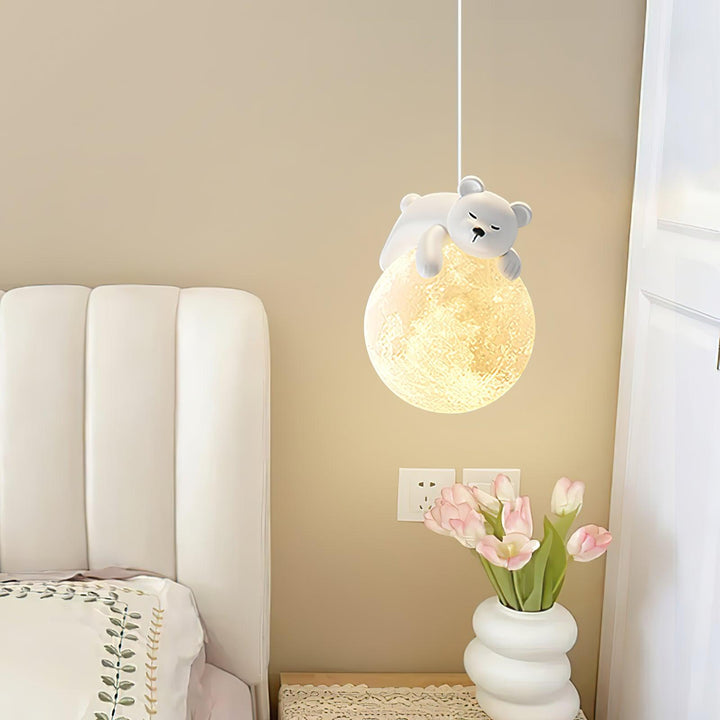 Lustra Suspension Lampe Ours Lune pour Chambre d&