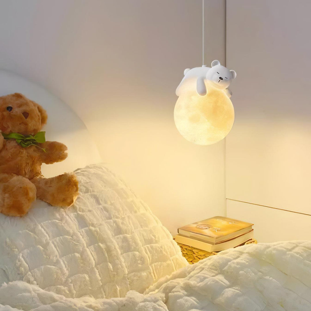 Lustra Suspension Lampe Ours Lune pour Chambre d&