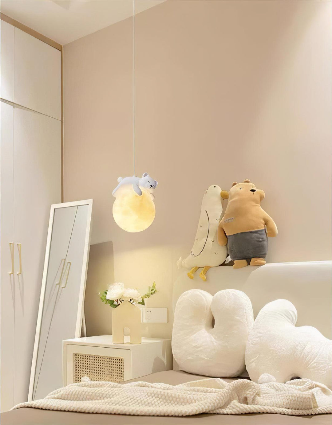 Lustra Suspension Lampe Ours Lune pour Chambre d&