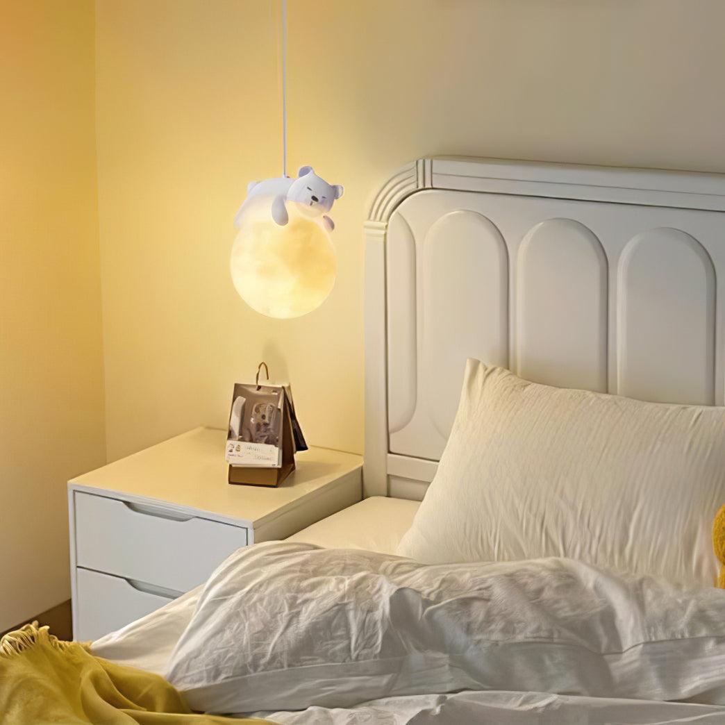 Lustra Suspension Lampe Ours Lune pour Chambre d&