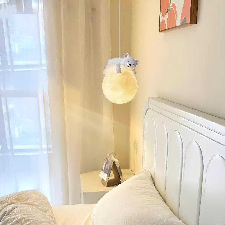 Lustra Suspension Lampe Ours Lune pour Chambre d&
